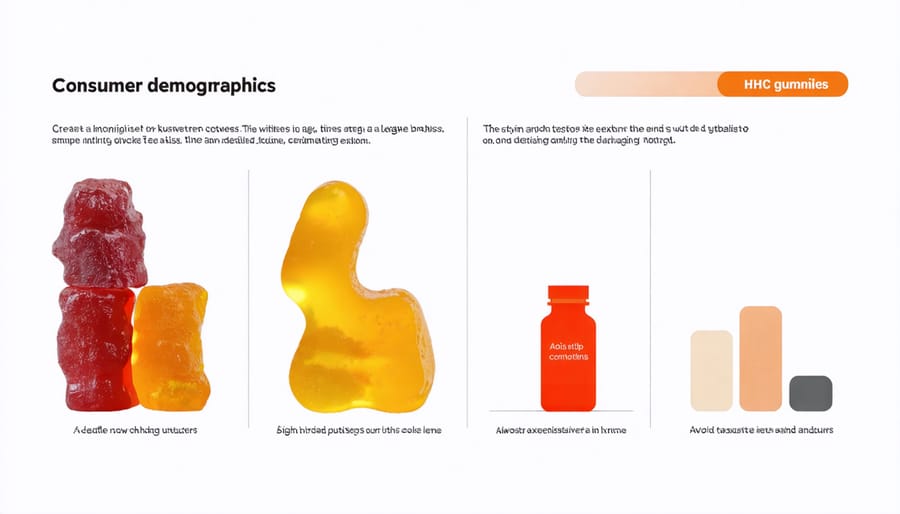 Graph depicting different consumer demographics and their preferences for HHC gummies