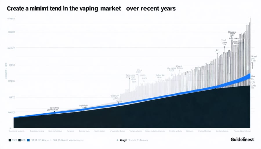 Graph illustrating the increase in vaping market growth from 2018 to 2023